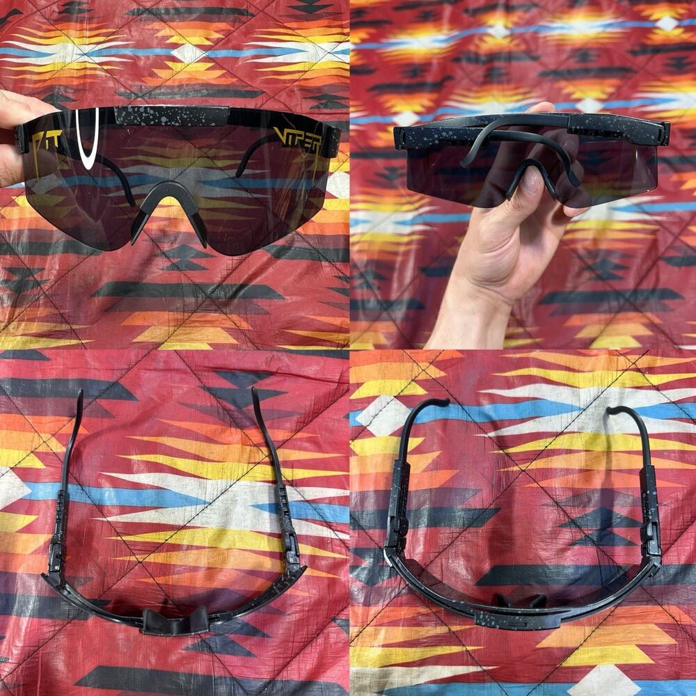 Pit Viper Adult Sunglasses - Black / Gold Lettering Black Frame Adjustable